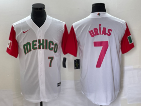 Wholesale Cheap Men\'s Mexico Baseball #7 Julio Urias Number 2023 White Red World Classic Stitched Jersey24