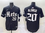 Cheap Men's New York Mets #20 Pete Alonso Black 'Gotham Gothic Edition' Vapor Premier Limited Stitched Baseball Jersey