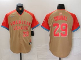 Men\'s Detroit Tigers #29 Tarik Skubal Number Cream 2024 All Star Limited Stitched Jersey