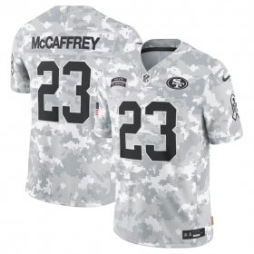 Men\'s San Francisco 49ers #23 Christian McCaffrey 2024 Arctic Camo Salute To Service Limited Stitched Football Jersey