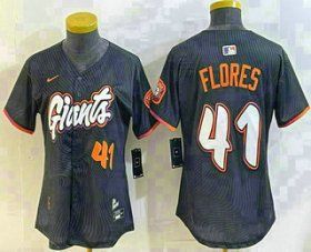 Cheap Women\'s San Francisco Giants #41 Wilmer Flores Number Black 2025 City Connect Limited Stitched Jersey