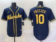 Cheap Men's Milwaukee Brewers #10 Sal Frelick Navy Cool Base Stitched Jersey