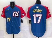 Men's National League #17 Shohei Ohtani Blue Red Alternate 2025 All-Star Edition Limited Stitched Baseball Jersey Cheap Wholesale