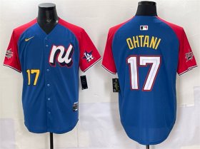 Men\'s National League #17 Shohei Ohtani Blue Red Alternate 2025 All-Star Edition Limited Stitched Baseball Jersey Cheap Wholesale
