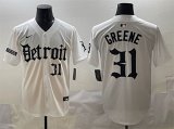 Cheap Men's Detroit Tigers #31 Riley Greene White'Motor Gothic Edition' Vapor Premier Limited Stitched Baseball Jersey