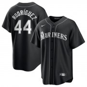 Men's Seattle Mariners #44 Julio Rodriguez Black Lights Out Limited Stitched Baseball Jersey
