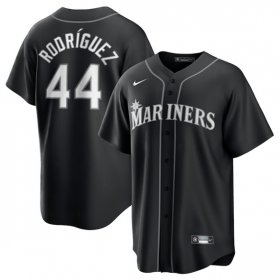 Men\'s Seattle Mariners #44 Julio Rodriguez Black Lights Out Limited Stitched Baseball Jersey