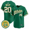 Men's Oakland Athletics #20 Zack Gelof Green 2024 Limited With Rickey Henderson Patch Stitched Jersey Cheap