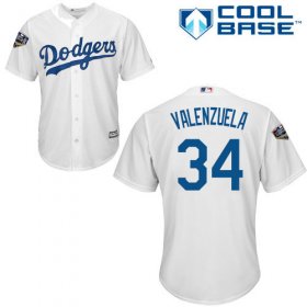 Wholesale Cheap Dodgers #34 Fernando Valenzuela White Cool Base 2018 World Series Stitched Youth MLB Jersey