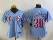 Women's Chicago Cubs #30 Kyle Tucker Blue 2024 25 2nd Alternatemited Stitched Baseball Jersey(Run Small) Cheap