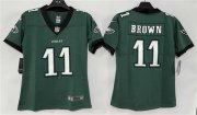 Women's Philadelphia Eagles #11 A. J. Brown Green New Vapor Untouchable Limited Football Stitched Jersey(Run Small) Cheap Wholesale