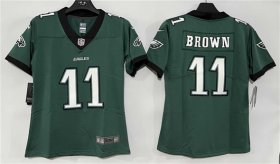 Women\'s Philadelphia Eagles #11 A. J. Brown Green New Vapor Untouchable Limited Football Stitched Jersey(Run Small) Cheap Wholesale