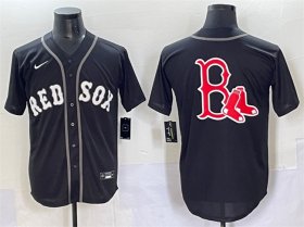 Cheap Men\'s Boston Red Sox Team Big Logo Black Lights Out Limited Stitched Baseball Jersey