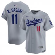 Men's Los Angeles Dodgers #11 Roki Sasaki Gray 2025 Alternate Limited Stitched Baseball Jersey Cheap