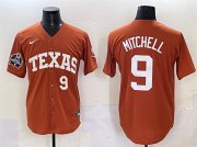Cheap Men's Texas Longhorns #9 Joley Mitchell Orange 2025 World Series & SEC Patch Stitched Jersey