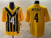 Men's Pittsburgh Steelers #4 DK Metcalf Gold 1933 Throwback Alternate Football Stitched Game Jersey Cheap Wholesale