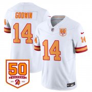 Cheap Men's Tampa Bay Buccaneers #14 Chris Godwin White 2025 F.U.S.E. 50th Anniversary Patch Vapor Limited Football Stitched Jersey