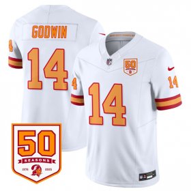 Cheap Men\'s Tampa Bay Buccaneers #14 Chris Godwin White 2025 F.U.S.E. 50th Anniversary Patch Vapor Limited Football Stitched Jersey