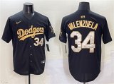 Cheap Men's Los Angeles Dodgers #34 Fernando Valenzuela Black Gold Limited Stitched Baseball Jersey