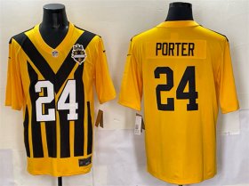 Men\'s Pittsburgh Steelers #24 Joey Porter Jr. Gold 1933 Throwback Alternate Football Stitched Game Jersey Cheap Wholesale