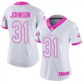 Wholesale Cheap Nike Cardinals #31 David Johnson White/Pink Women's Stitched NFL Limited Rush Fashion Jersey