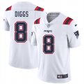 Cheap Men's New England Patriots #8 Stefon Diggs White 2025 Vapor Limited Football Stitched Jersey
