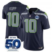 Men's Seattle Seahawks #10 Cooper Kupp Navy 2025 F.U.S.E. 50th Anniversary Patch Vapor Limited Football Stitched Jersey Cheap Wholesale