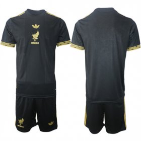 Cheap Men\'s Mexico Blank Black Gold 25-26 Soccer Jersey Suit