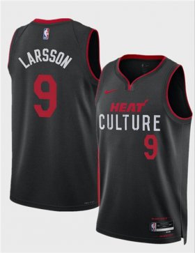 Men\'s Miami Heat #9 Pelle Larsson Black 2024 Draft City Edition Stitched Basketball Jersey