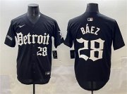 Men's Detroit Tigers #28 Javier Baez Black 'Motor Gothic Edition' Vapor Premier Limited Stitched Baseball Jersey Cheap