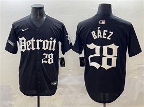 Men\'s Detroit Tigers #28 Javier Baez Black \'Motor Gothic Edition\' Vapor Premier Limited Stitched Baseball Jersey Cheap