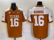 Men's Texas Longhorns #16 Peyton Manning Orange 2025 CFP Final With SEC Patch Stitched Jersey Cheap Wholesale