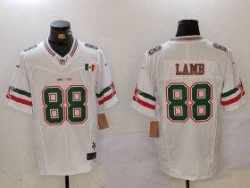 Cheap Men\'s Dallas Cowboys #88 CeeDee Lamb 2024 Mexico White FUSE Stitched Jersey