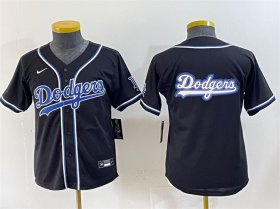 Cheap Youth Los Angeles Dodgers Team Big Logo Black Stitched Baseball Jerseys