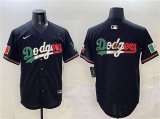 Cheap Men's Los Angeles Dodgers Team Big Logo Black Mexico Flag Limited Stitched Baseball Jersey