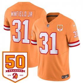 Cheap Men\'s Tampa Bay Buccaneers #31 Antoine Winfield Jr. Orange 2025 F.U.S.E. 50th Anniversary Patch Vapor Untouchable Limited Football Stitched Jersey
