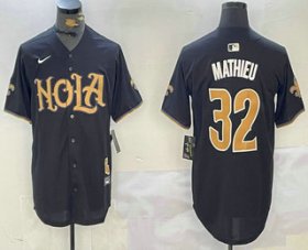 Men\'s New Orleans Saints #32 Tyrann Mathieu Black Nola Baseball Jersey