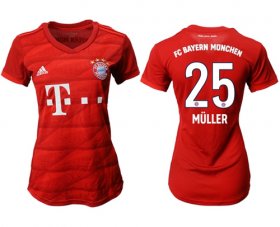 Wholesale Cheap Women\'s Bayern Munchen #25 Muller Home Soccer Club Jersey