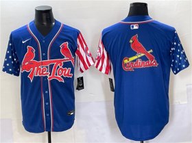Cheap Men\'s St. Louis Cardinals Team Big Logo Royal Independence Day Vapor Premier Limited Stitched Baseball Jersey
