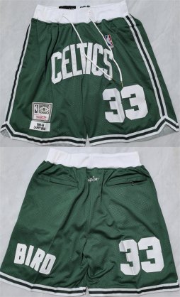 Men\'s Boston Celtics #33 Larry Bird Green Shorts (Run Small)