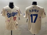 Men's Los Angeles Dodgers #17 Shohei Ohtani Cream 2025 Tokyo Series Limited Stitched Baseball Jersey Cheap