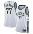 Cheap Men's Milwaukee Bucks #77 AJ Johnson White 2024 Draft Association Edition Stitched Basketball Jersey