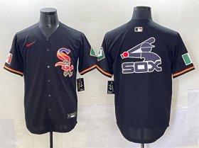 Men\'s Chicago White Sox Team Big Logo Black Mexico Limited Stitched Jersey