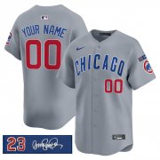 Men's Chicago Cubs Active Player Custom Gray 'Ryne Sandberg Tribute' Vapor Limited V3 Stitched Baseball Jersey Cheap Wholesale