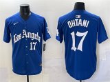 Men's Los Angeles Dodgers #17 Shohei Ohtani Blue 2025 LA Gothic Style With Fernando Patch Vapor Premier Limited Stitched Baseball Jersey Cheap Wholesale