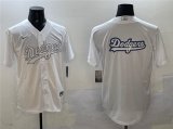 Men's Los Angeles Dodgers Team Big Logo White Cool Base Stitched Baseball Jersey Cheap