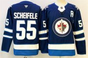 Cheap Men's Winnipeg Jets #55 Mark Scheifele Navy 2024-25 With A Patch Home Stitched Hockey Jersey