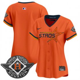 Women\'s Houston Astros Blank Orange 2025 City Connect Limited Stitched Baseball Jersey(Run Small) Cheap
