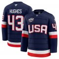 Cheap Men's USA #43 Quinn Hughes Navy 2025 4 Nations Face-Off Stitched Jersey