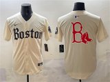 Men's Boston Red Sox Team Big Logo Cream Gothic Vapor Limited Stitched Baseball Jersey Cheap